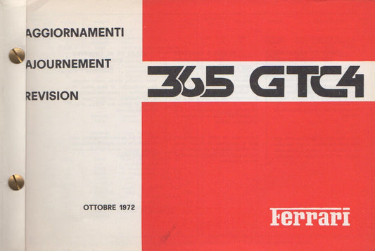 Ferrari 365 GTC4 Spare Parts Catalogue w/Oct '72 Revisions (10/71)