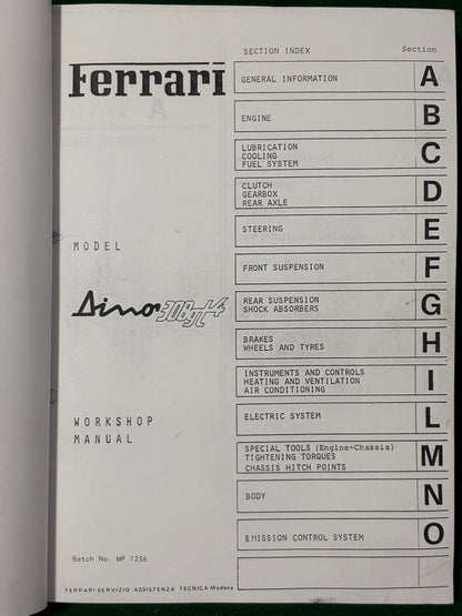 Ferrari Dino 308 GT4 Workshop Manual (110/75)(MP)(SC)