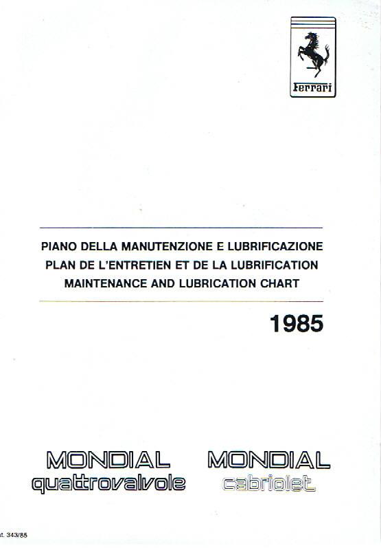 Ferrari Mondial Quattrovalvole Owner's Manual (Australian)