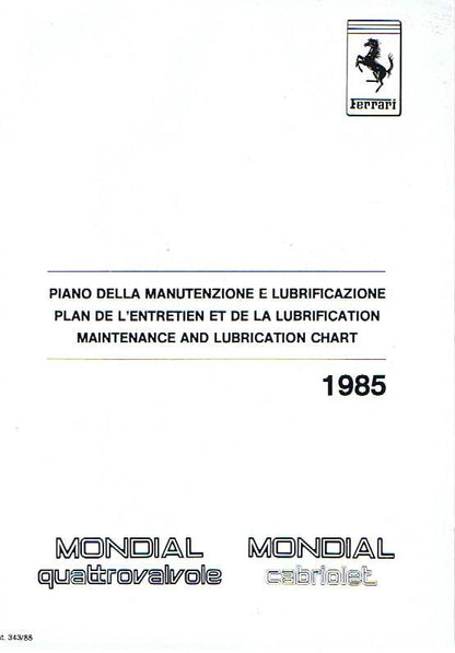 Ferrari Mondial Quattrovalvole Owner's Manual (Australian)