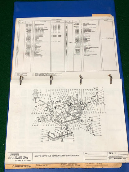 Ferrari 246 GT Dino GT Coupe & Spyder Spare Parts Catalogue (113/75)(MC)