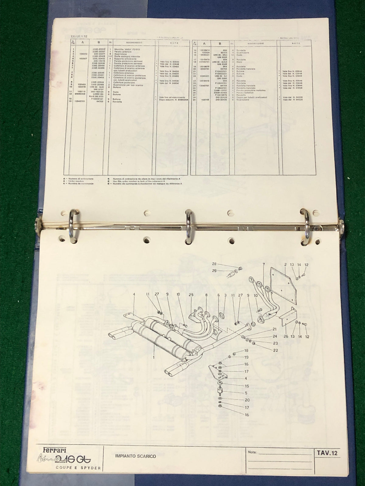 Ferrari 246 GT Dino GT Coupe & Spyder Spare Parts Catalogue (MP)