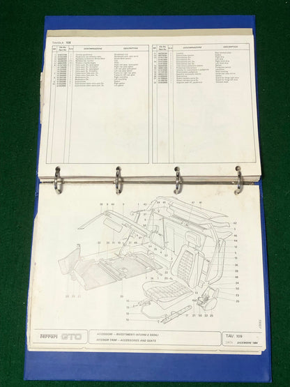 Ferrari 288 GTO Spare Parts Catalogue (331/84)