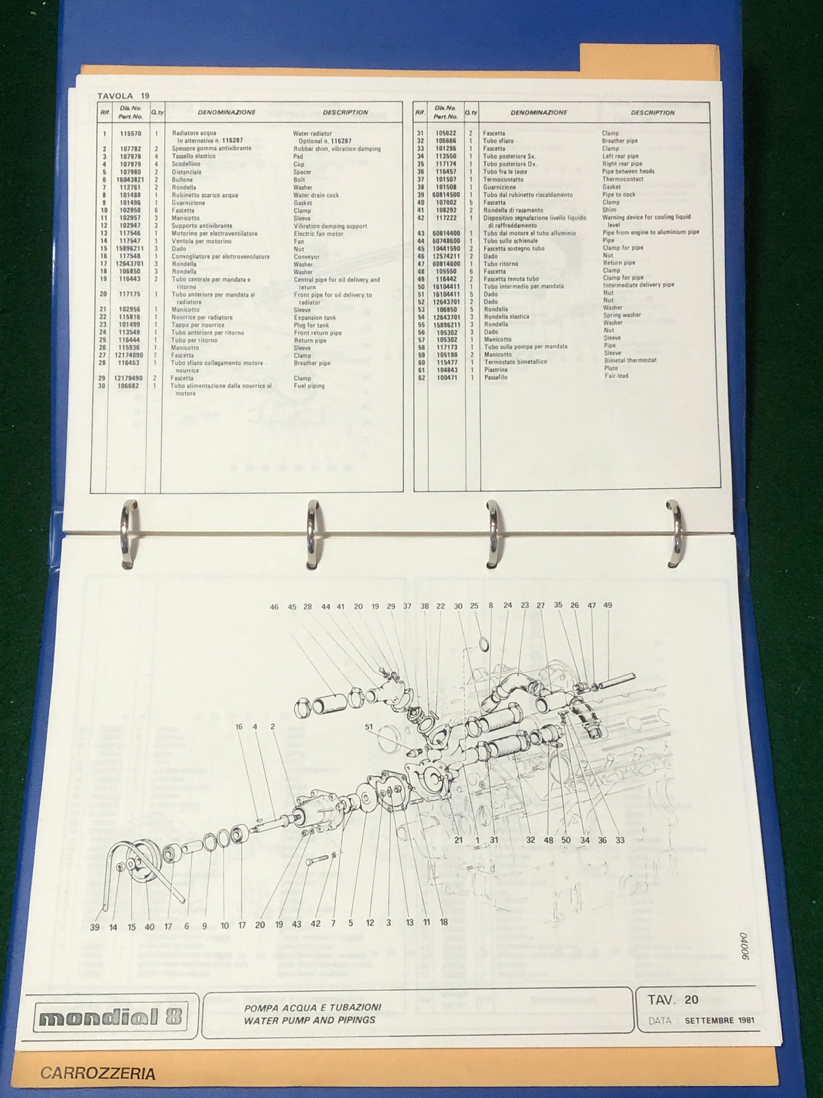 Ferrari Mondial 8 Spare Parts Catalog 1981/82 US Models (214/81)(MP)
