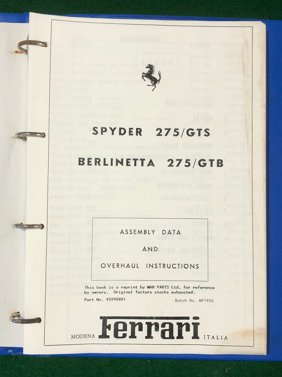 Ferrari 275 GTB/GTS Workshop Manual (MP)