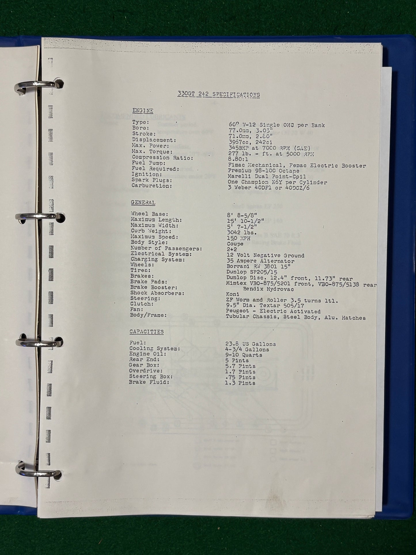 Ferrari 330 GT Workshop Manual 1964 (MP)