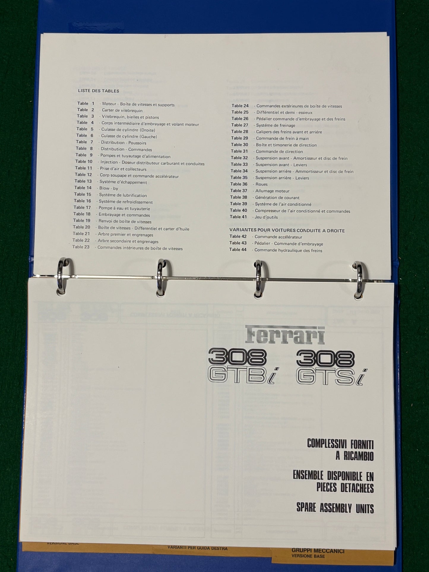 Ferrari 308 GTBi & GTSi Spare Parts Catalogue (209/81)
