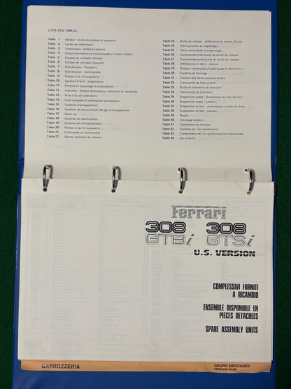 Ferrari 308 GTBi & GTSi Spare Parts Catalogue U.S. Version (222/81)