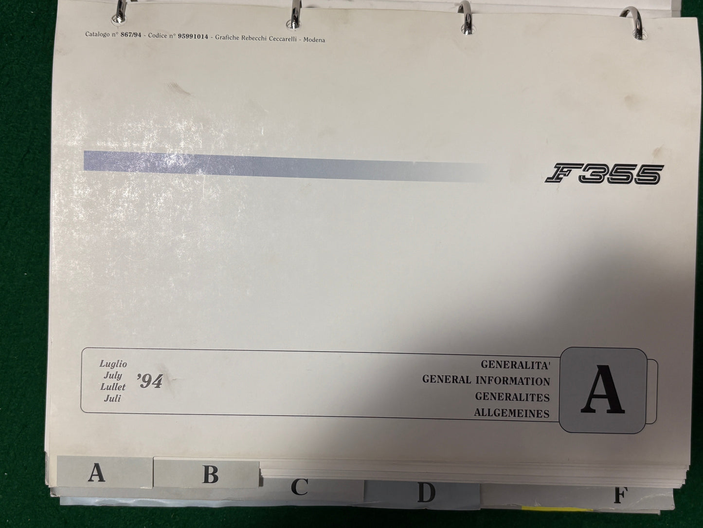Ferrari F355 & F355 F1 Workshop Manual - 2 Volume Set (865/94-866/94)