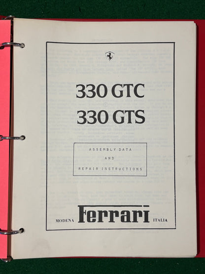 Ferrari 330 GTC & 330 GTS Assembly Data & Repair Instructions (Wallace)