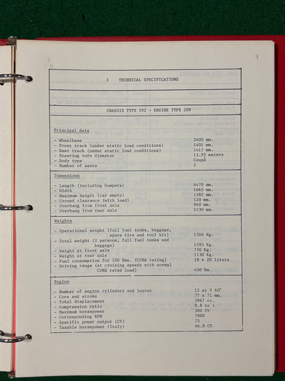 Ferrari 330 GTC & 330 GTS Assembly Data & Repair Instructions (Wallace)