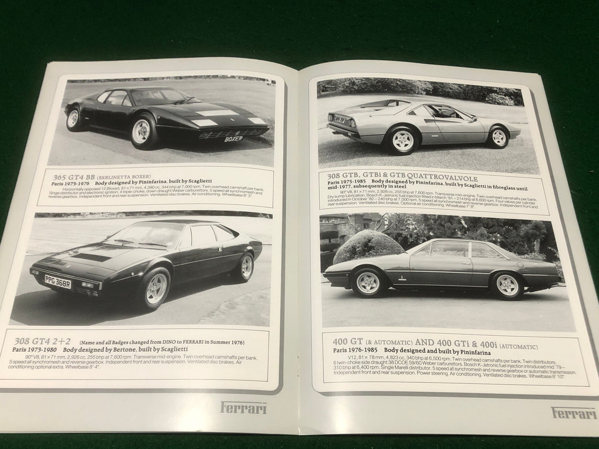 Ferrari guide to cars since 1959 to 1986