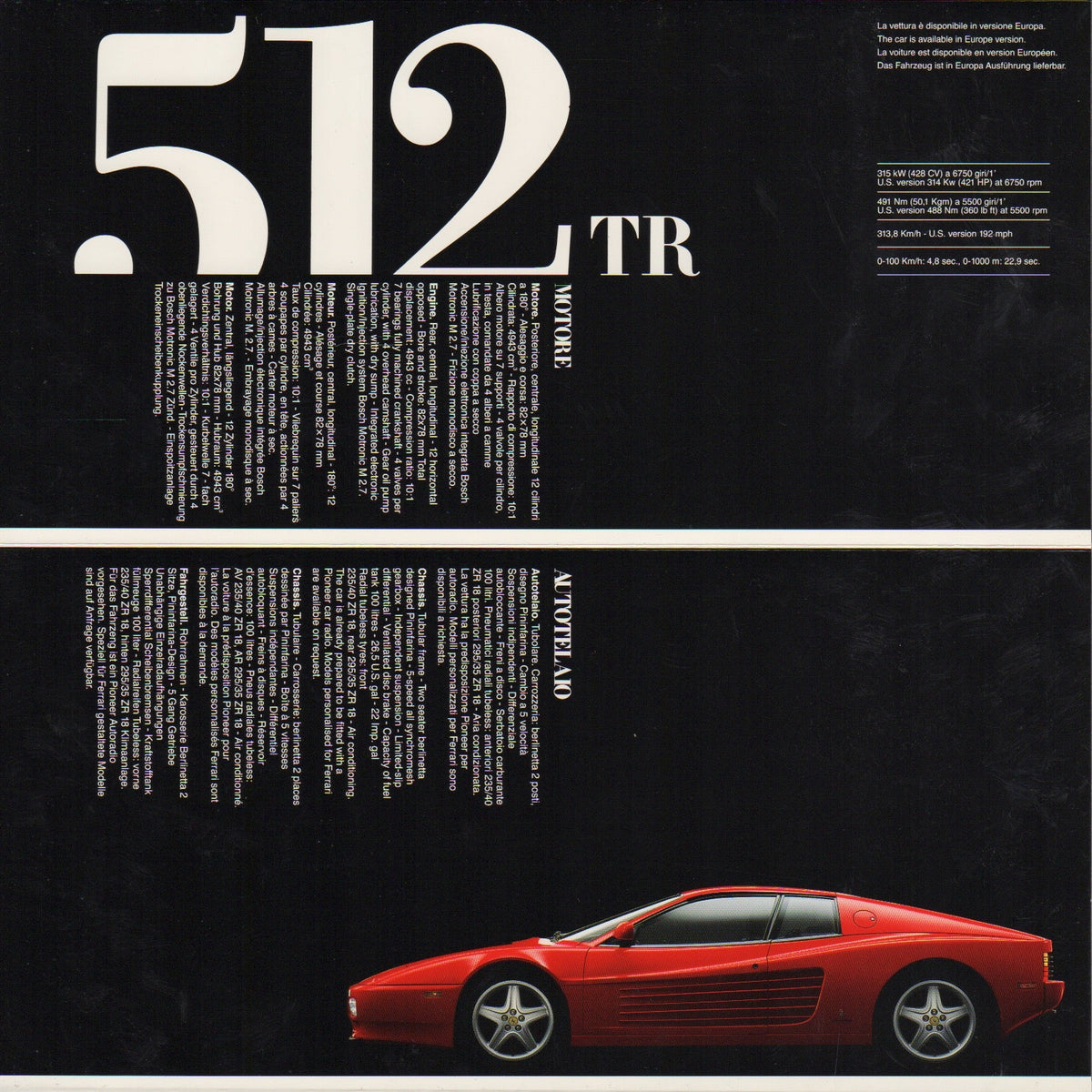 Ferrari Product Range 1992 Brochure (729/92 - 5M/05/92)