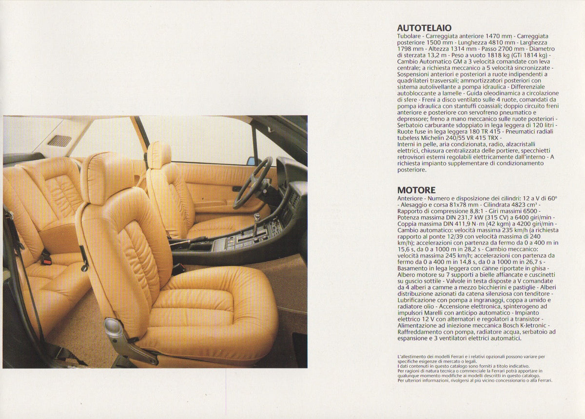Ferrari 400i Automatic Brochure (246/82 - 6M/11/83)