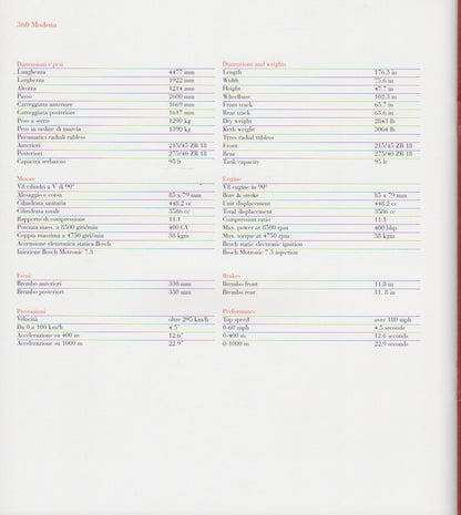 Ferrari 360 Modena Brochure (95991423 - 3M-03/99)