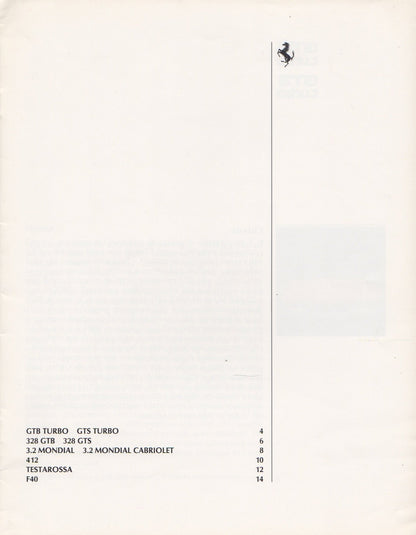 Ferrari Product Range 1988 Brochure (506/88 - 3M/6/88)(GB)
