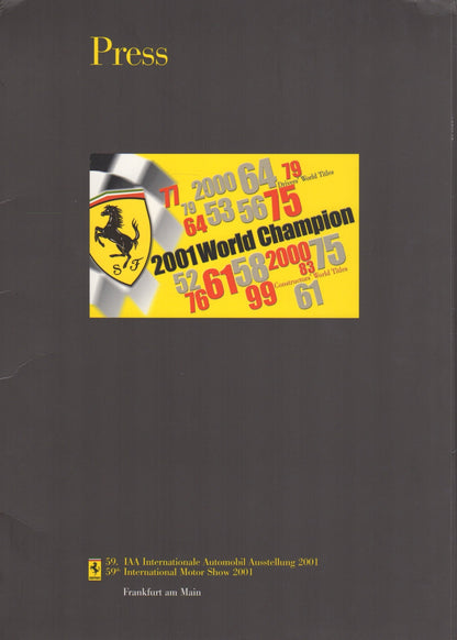 Ferrari Press Kit - 2001 Frankfurt Inernational Motor Show (1736/01)