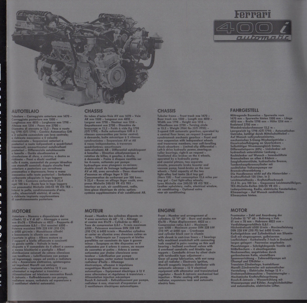 Ferrari 400i Automatic Prestige Brochure (202/81 - 4M/2/81)