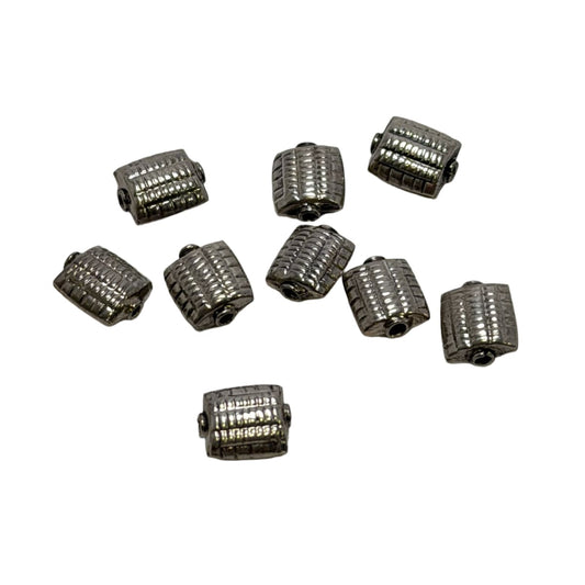 Sterling Silver Textured Rectangle Beads 10mm x 8mm - Individual Sale