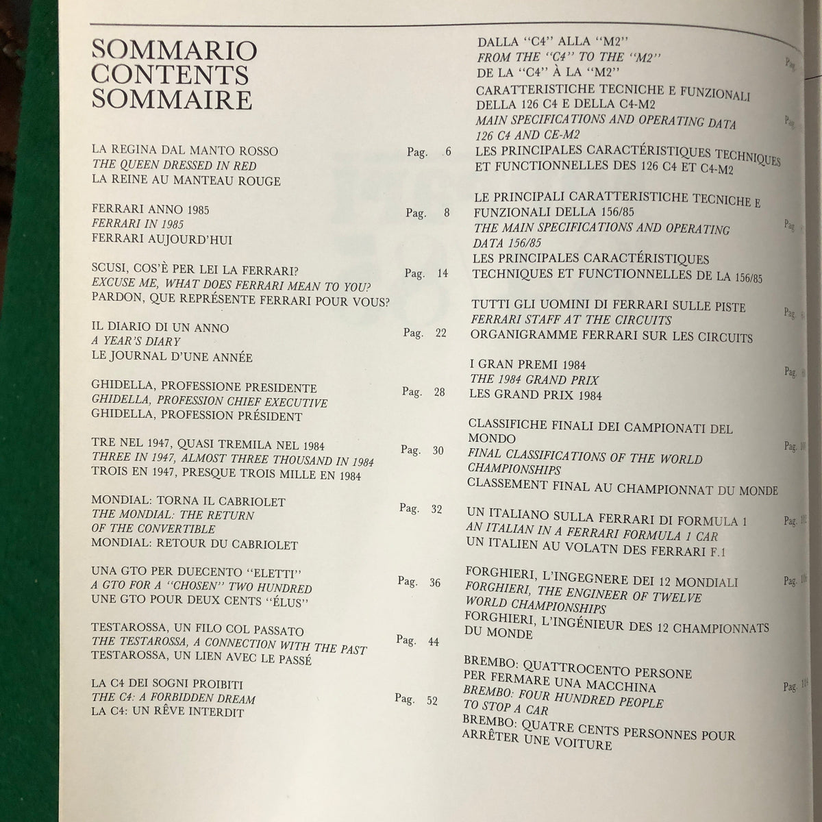 Ferrari '84/85 Unofficial Authorized 1985 Yearbook