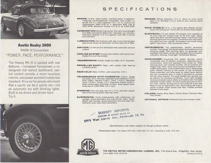 Austin Healey 3000 Brochure 1964