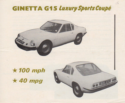 Ginetta G15 Brochure 1966