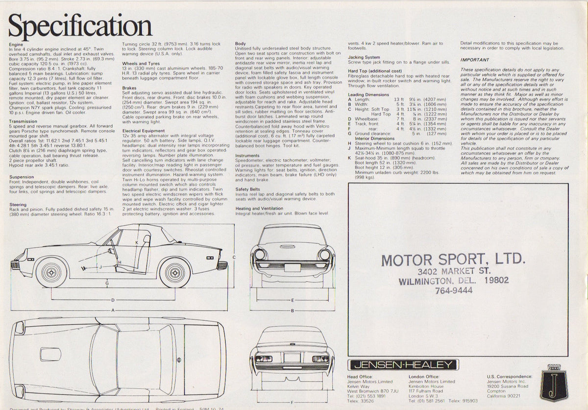 Jensen-Healey Brochure 1974