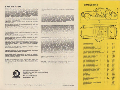 MG MGB GT Brochure 1966