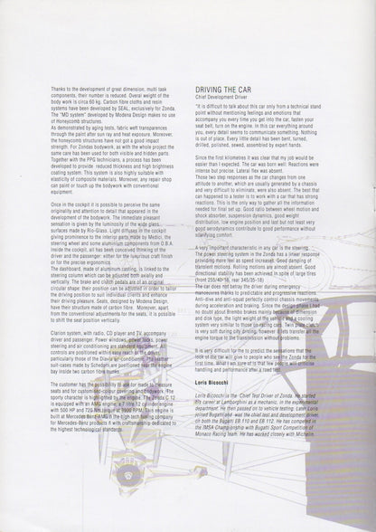 Pagani Zonda C12 Brochure