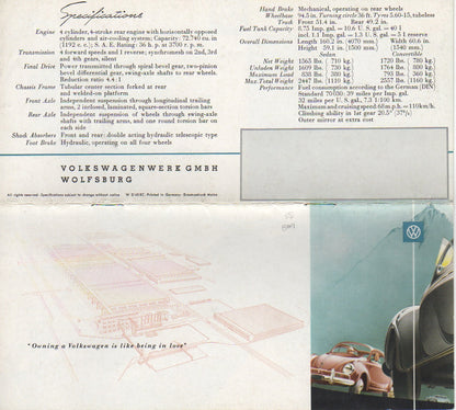 Volkswagen VW Beetle Brochure 1958