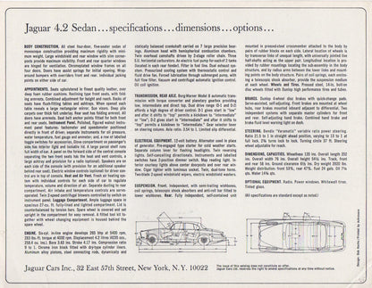 Jaguar 4.2 Sedan Brochure 1965
