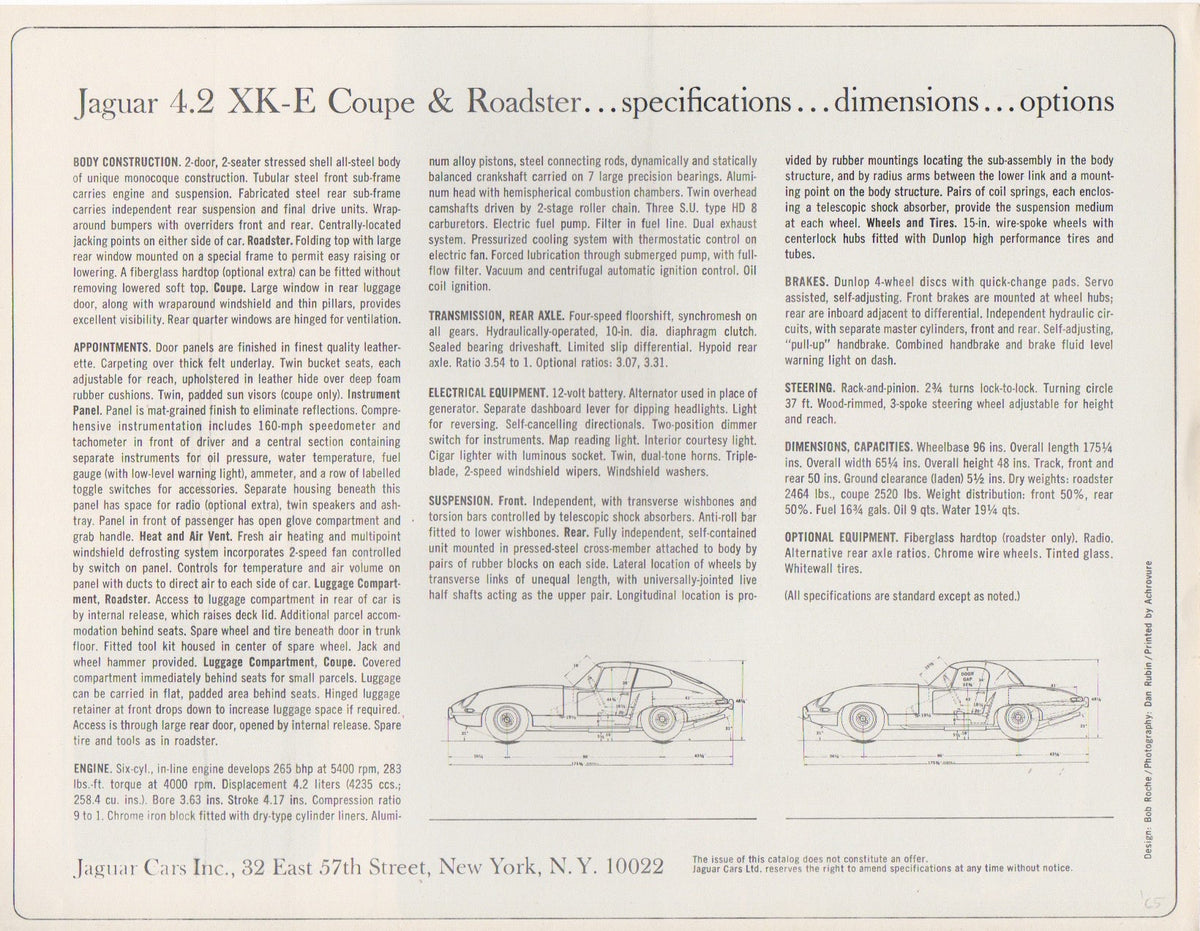 Jaguar 4.2 XK-E Brochure 1965