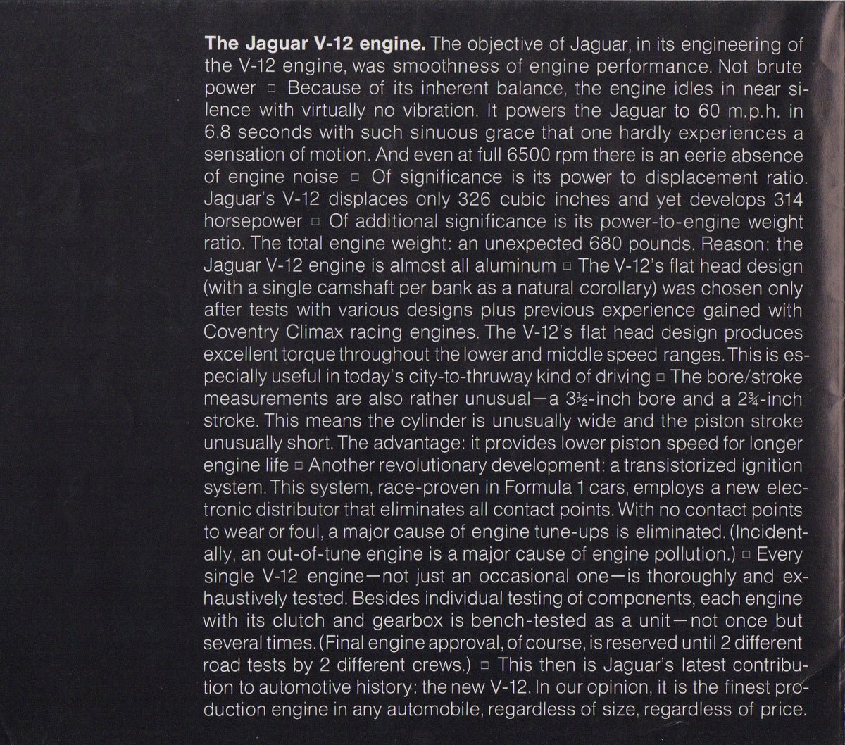 Jaguar V-12 E-Type Brochure 1971