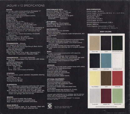 Jaguar V-12 E-Type Brochure 1971