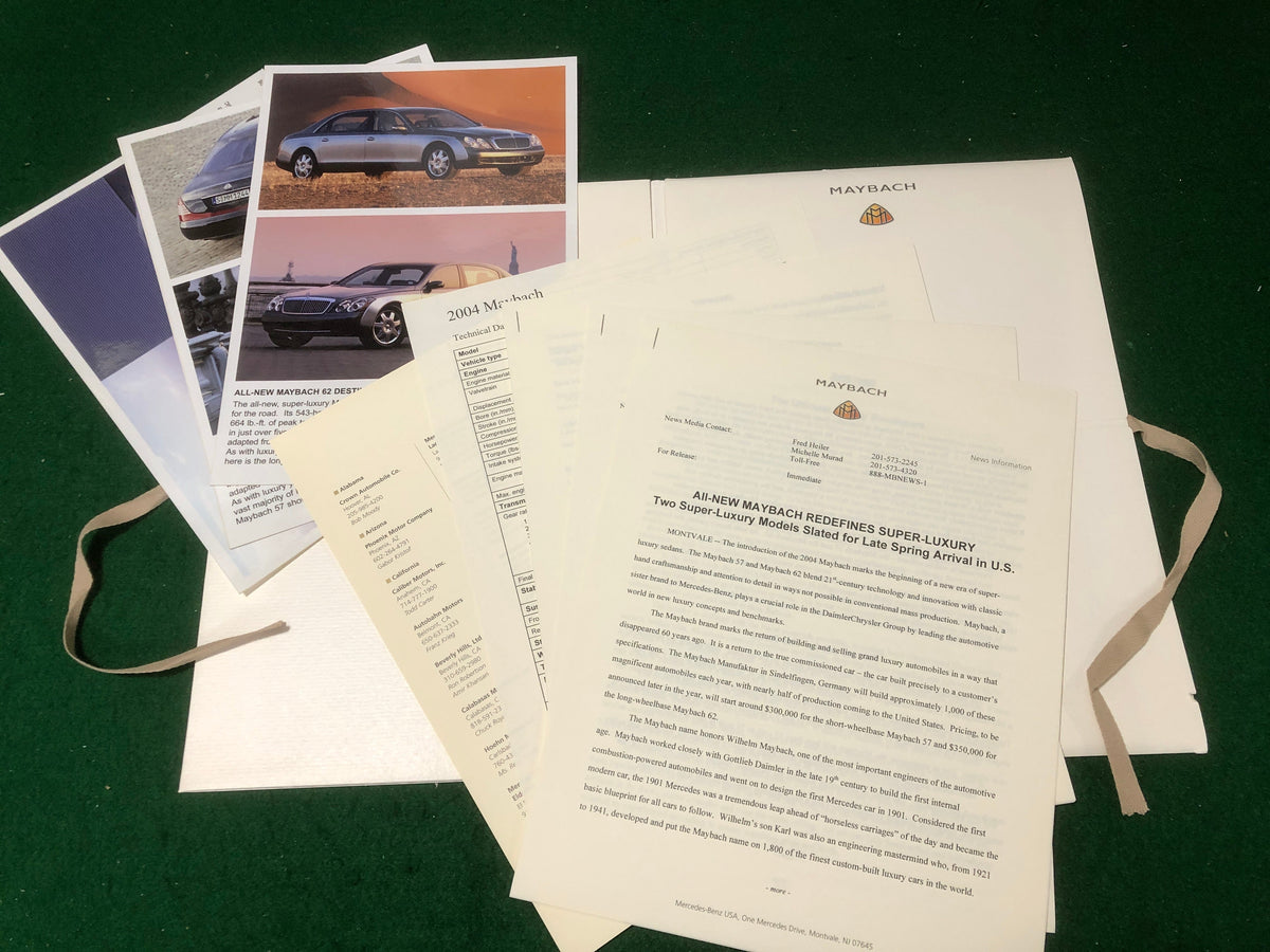 Maybach Press Kit 2004 Detroit NAIAS